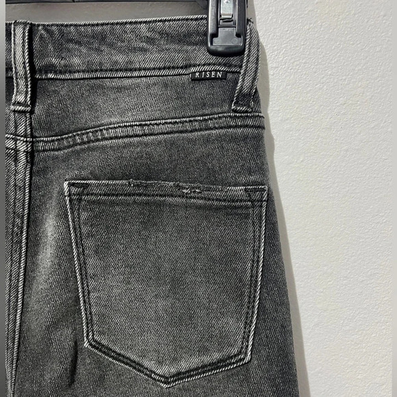 Risen Rhinestone Charcoal Straight Distressed Jean - Size 1/25 - Picture 8 of 14